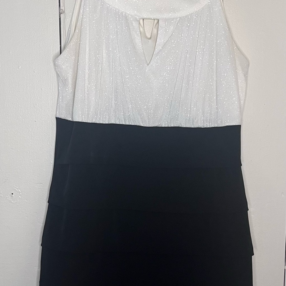 Elegant Black and White Sleeveless Dress